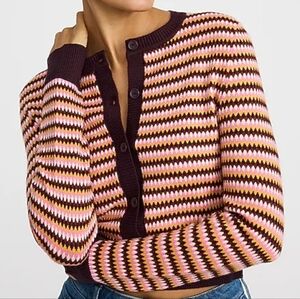 NWT Express Airy Sofy Multi Striped Crew Neck Cardigan